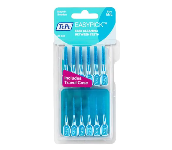 Easy Pick Cure-Dents Silicone Turquoise M/L TePe - 36 unités