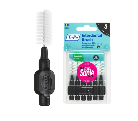 Brossettes interdentaires originales noir taille 8 (1.5 mm) TePe - 6 brossettes