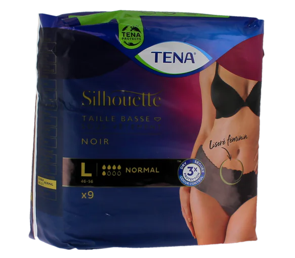 Lady silhouette normal noir slip absorbant large Tena - paquet de 9 protections