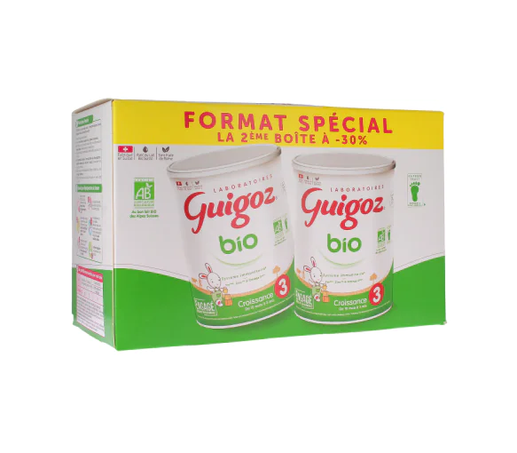 Lait de croissance bio de 10 mois à 3 ans Guigoz - lot de 2 boîtes de 800g