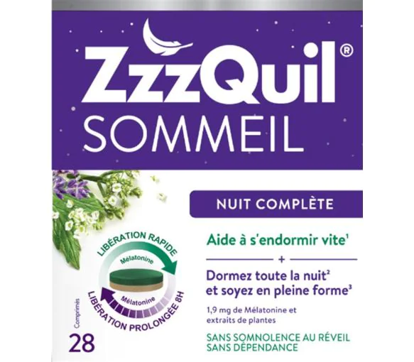 ZzzQuil Sommeil nuit complète - boîte de 28 comprimés