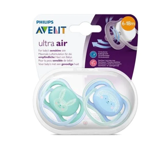Sucette Ultra air 6-18 mois Avent - lot de 2 sucettes