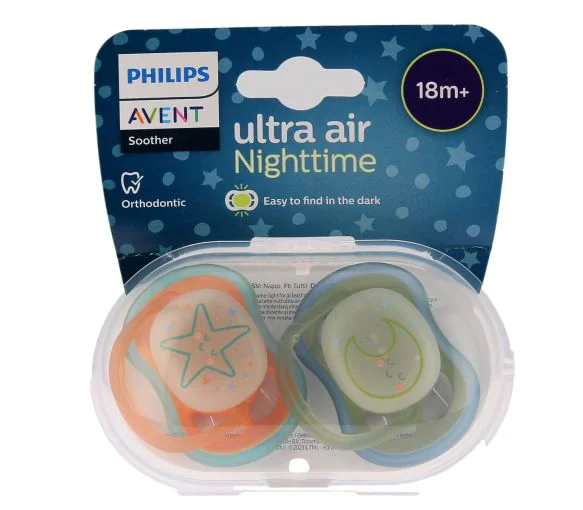 Sucettes ultra-air nighttime +18mois Philips Avent - lot de 2 sucettes