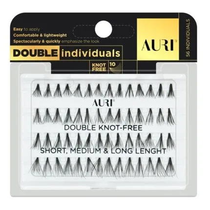Double Individuals Eyelash Clusters Knot-Free Mix 56 Pieces Auri