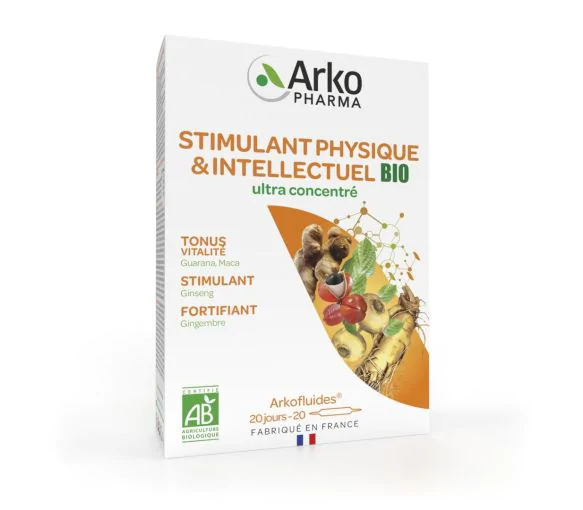 Arkofluides Stimulant physique et intellectuel bio Arkopharma - boîte de 20 ampoules