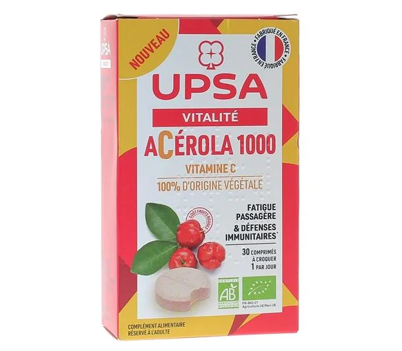 Acérola 1000 bio UPSA - boîte de 30 comprimés à croquer