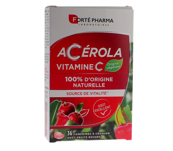 Acérola vitamine C goût fruits rouges Forté Pharma - boite de 36 comprimés à croquer
