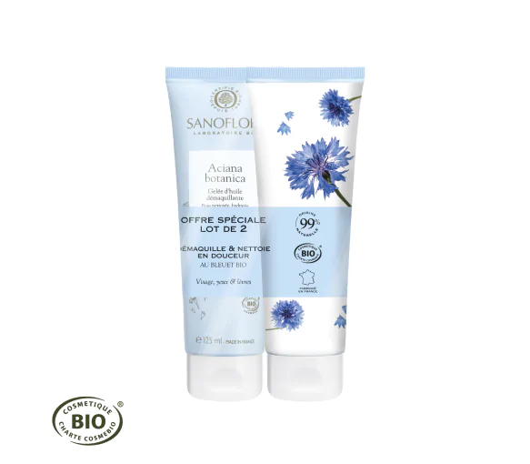Aciana botanica gelée d'huile démaquillante Sanoflore - lot de 2 tubes de 125 ml