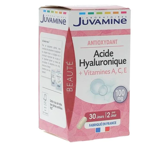 Acide hyaluronique vitamines A, C, E Juvamine - boite de 60 gélules