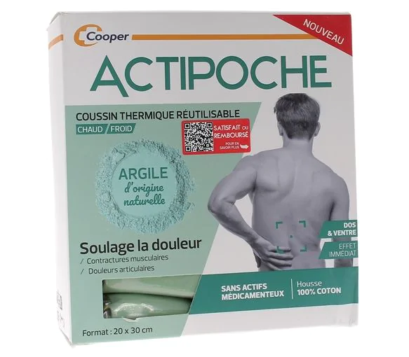 Actipoche Coussin thermique argile dos et ventre Cooper - un coussin