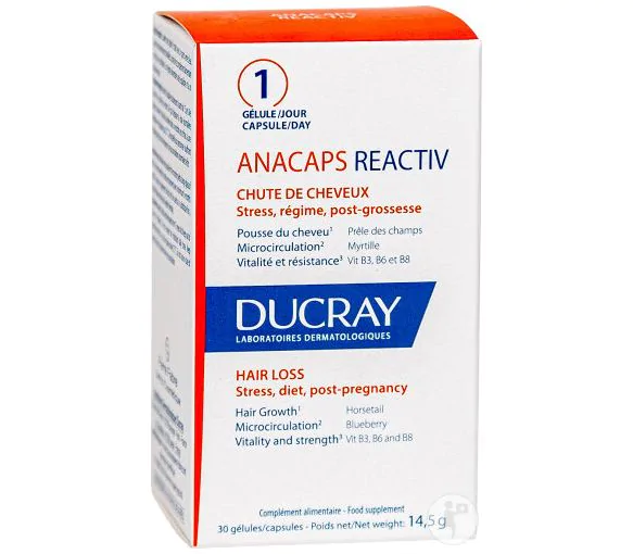 Anacaps reactiv cheveux et ongles Ducray - pot de 30 gélules