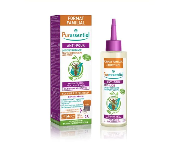 Anti-poux Lotion Traitante format familial Puressentiel - tube de 200 ml