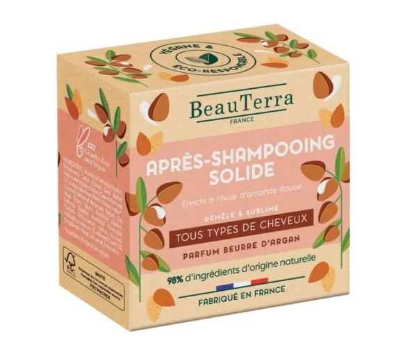 Après-shampooing solide tous types de cheveux Beauterra - shampoing de 50g