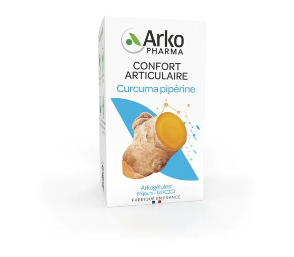 Arkogélules Curcuma pipérine confort articulaire bio Arkopharma - boîte de 130 gélules
