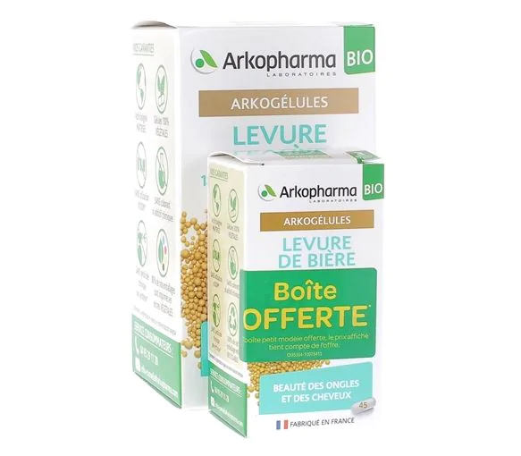 Arkogélules Levure de bière Arkopharma - boîte de 150 gélules + 45 gélules offertes