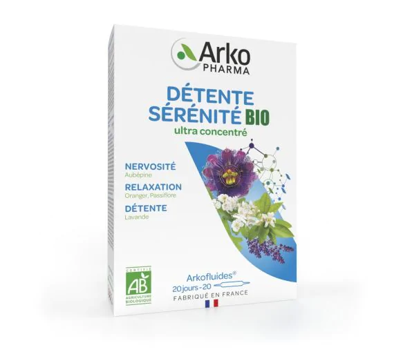 Arkofluides détente sérénité bio Arkopharma - boîte de 20 ampoules