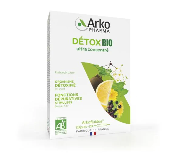Arkofluides détox bio Arkopharma - boîte de 20 ampoules