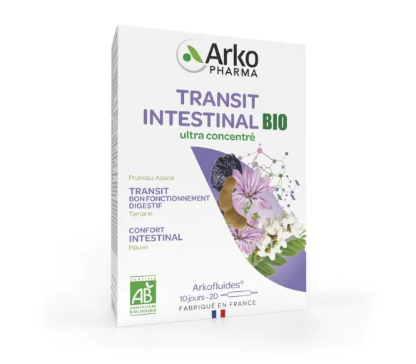Arkofluides transit intestinal bio Arkopharma - boîte de 20 ampoules