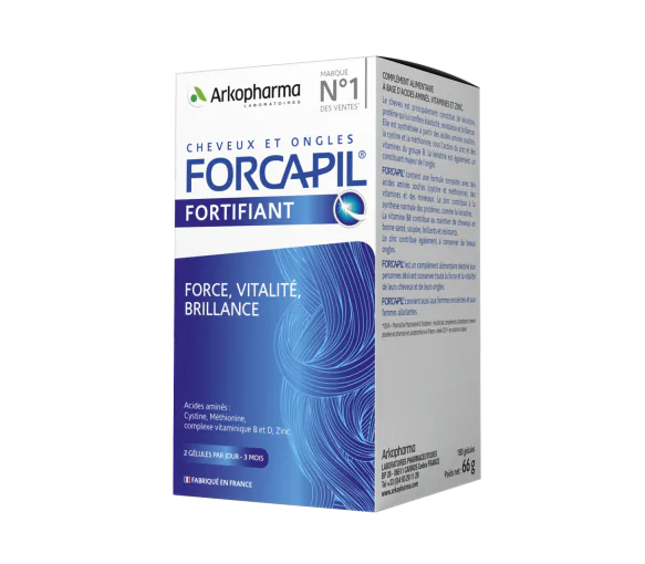 Forcapil cheveux et ongles Arkopharma - boîte de 180 gélules