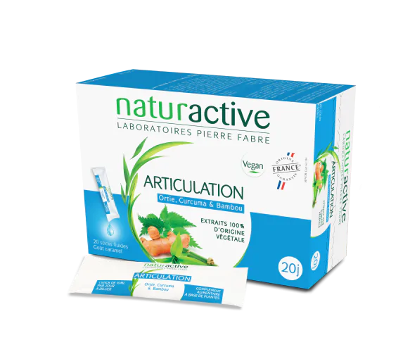 Articulation Ortie, Curcuma et Bambou Naturactive - boîte de 20 sticks fluide goût caramel