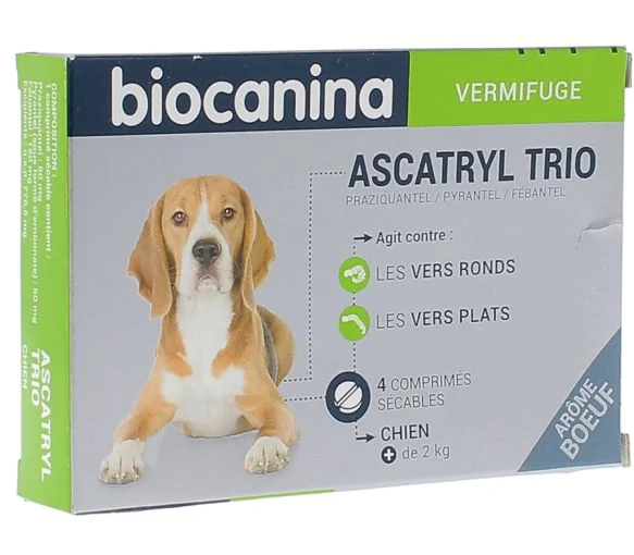 Ascatryl trio vermifuge Biocanina - boîte de 4 comprimés