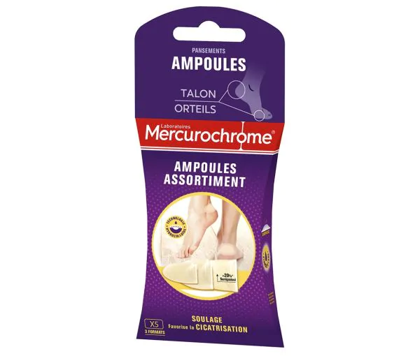 Assortiment pansements ampoules Mercurochrome - boîte de 5 unités