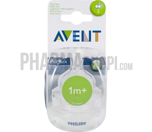 Tétine airflex 2 trous débit lent 1 moi+ Avent - 2 tétines