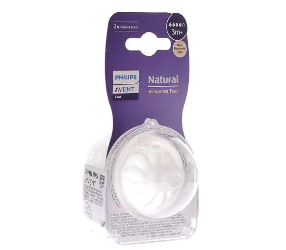 Natural Response Tétine 3 trous débit moyen 3 mois+ Avent - 2 tétines