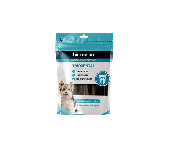 Triodental lamelle à macher très petits chiens moins de 5kg Biocanina - sachet de 15 lamelles à mâcher végétales