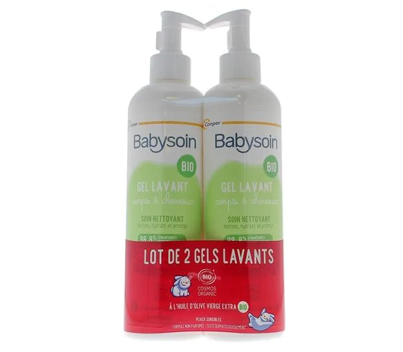 Babysoin Gel lavant corps et cheveux bio Cooper - lot de 2 flacons-pompe de 500ml