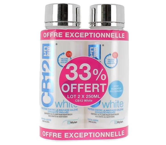 Bain de bouche White CB12 - Lot de 2 x 250 ml