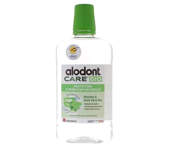 Bain de bouche quotidien Protection & fraîcheur naturelle bio Alodont Care - flacon de 500 ml