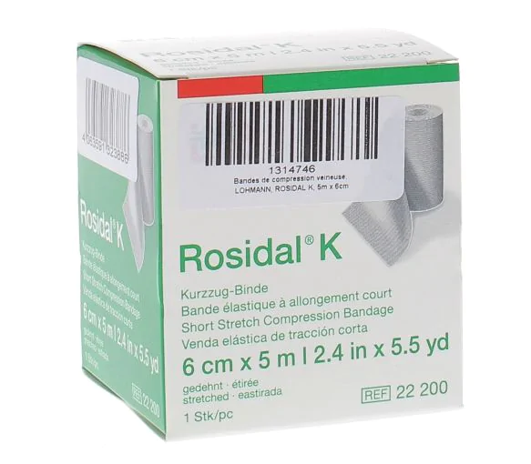 Bande à allongement court Rosidal K Lohmann & Rauscher - une bande de 6cmx5m