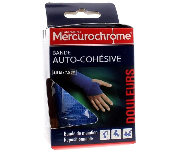 Bande auto-cohésive 4,5 m x 7,5 cm Mercurochrome - une bande