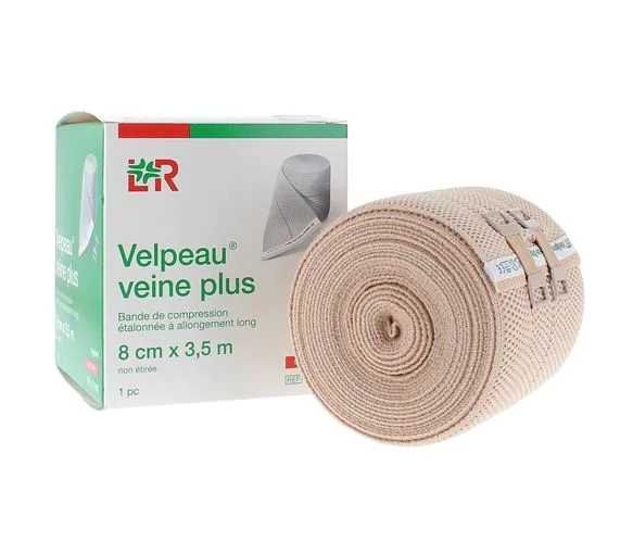 Bande de compression Velpeau veine plus contention légère 8cmx3,5m Lohmann & Rauscher - une bande