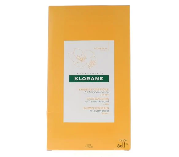 Bandes de cire froide à l'amande douce Klorane - 6 doubles bandes