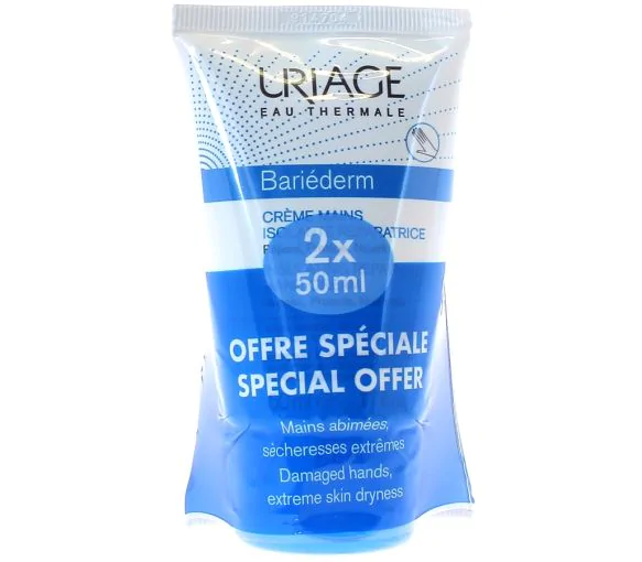 Bariéderm Crème mains isolante réparatrice Uriage - lot de 2 x 50 ml