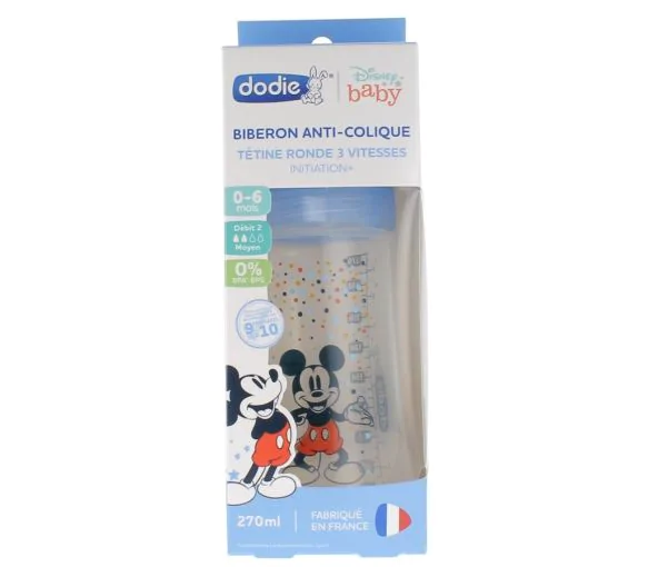 Biberon anti-colique Disney Baby Mickey 3 vitesses débit 2 0-6 mois Dodie - biberon de 270ml