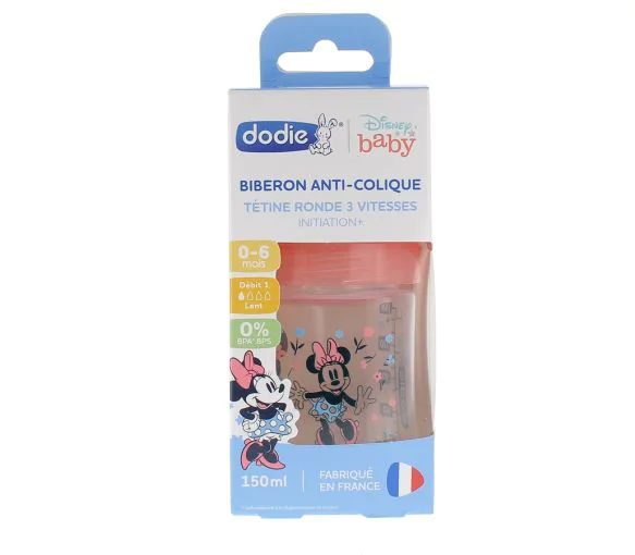 Biberon anti-colique Disney Baby Minnie 3 vitesses débit 1 0-6 mois Dodie - biberon de 150ml