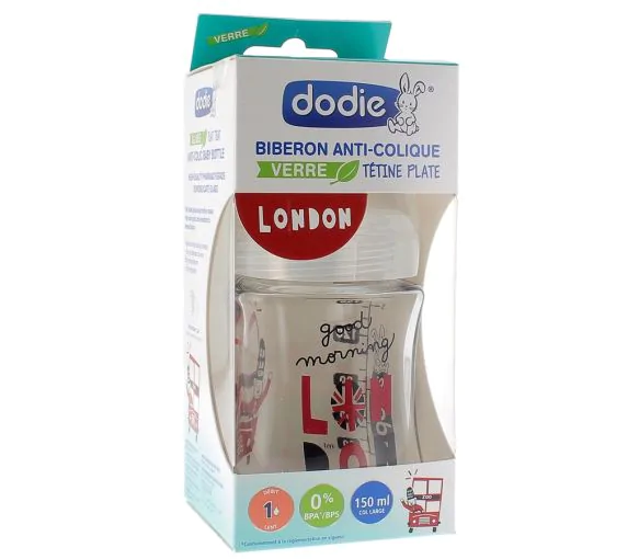 Biberon en verre anti-colique tétine plate Dodie - 1 biberon en verre