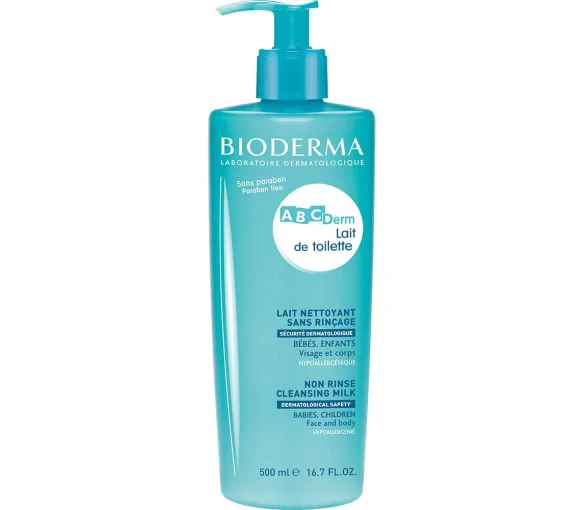 ABCDerm lait de toilette nettoyant sans rinçage Bioderma - flacon de 500 ml