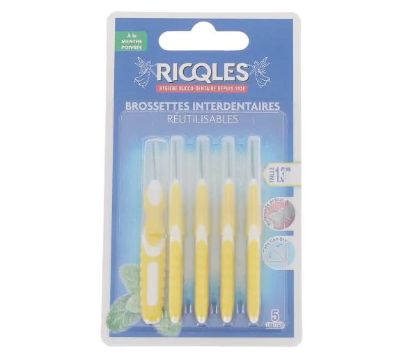 Brossettes interdentaires 1,3 mm Ricqles - 5 brossettes réutilisables
