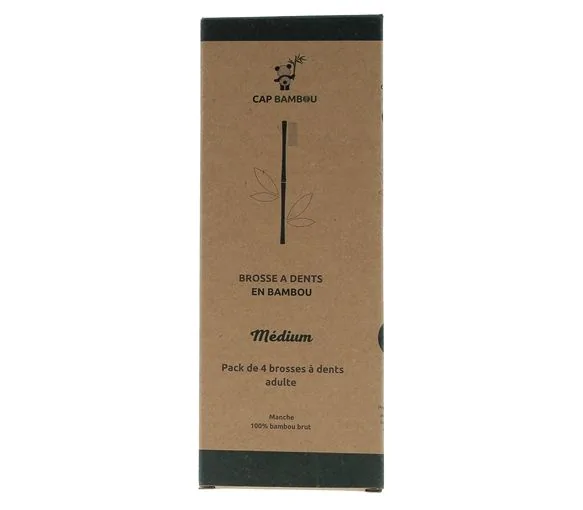 Brosse à dents adulte en bambou médium Cap Bambou - lot de 4 brosses à dents
