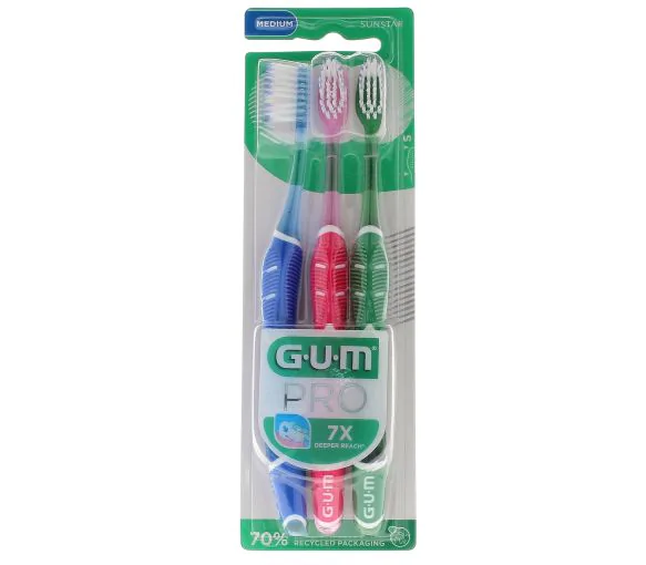 Brosse à dents medium PRO Gum - lot de 3 brosses à dents
