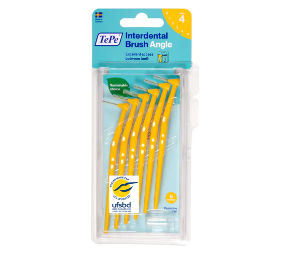 Brossettes interdentaires angle jaune Taille 4 (0,7 mm) TePe - 6 brossettes