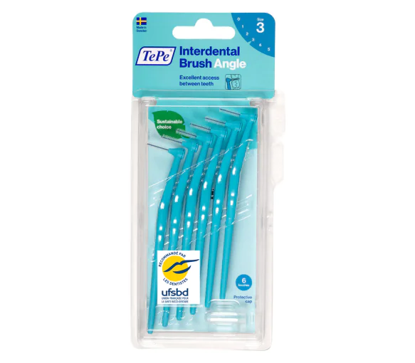 Brossettes interdentaires angles bleu taille 3 (0,6 mm) TePe - 6 brossettes