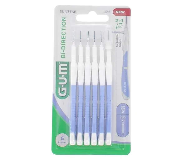 Brossette interdentaire Bi-direction 0.6 mm Gum - 6 brossettes