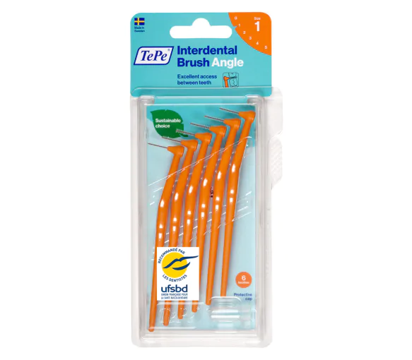 Brossettes interdentaires angle orange taille 1 (0.45 mm) TePe - 6 brossettes