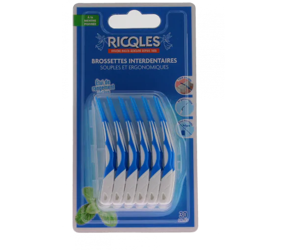 Brossettes interdentaires souples et ergonomiques Ricqles - boîte de 30 unités