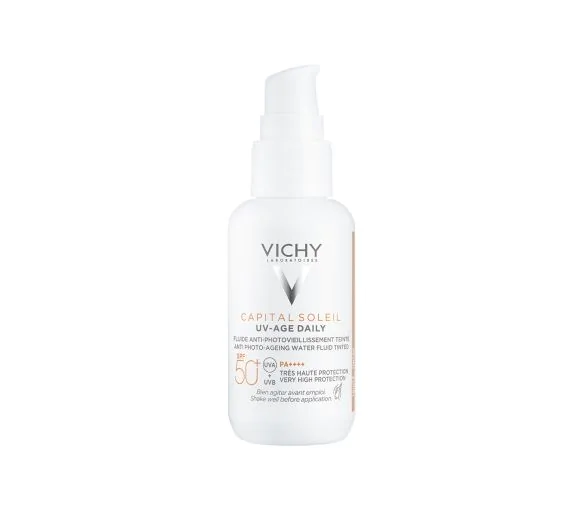 Capital soleil Fluide anti-photovieillissement teinté UV Age Daily SPF 50+ Vichy - flacon-pompe de 40 ml
